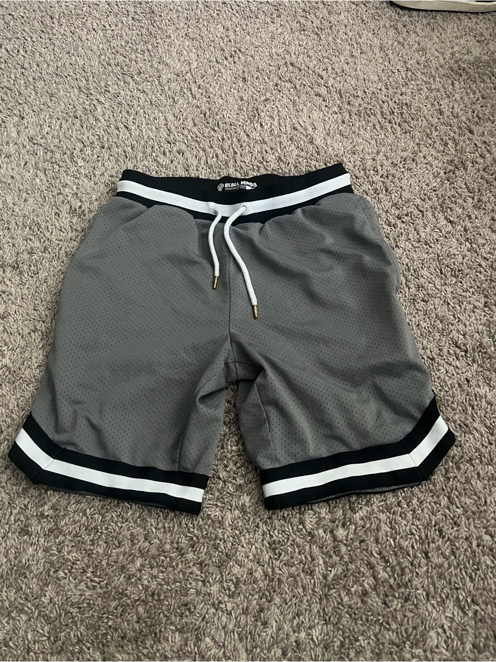 Men's Rebel Minds Gray Athletic Mesh Shorts with Drawstring Waist
